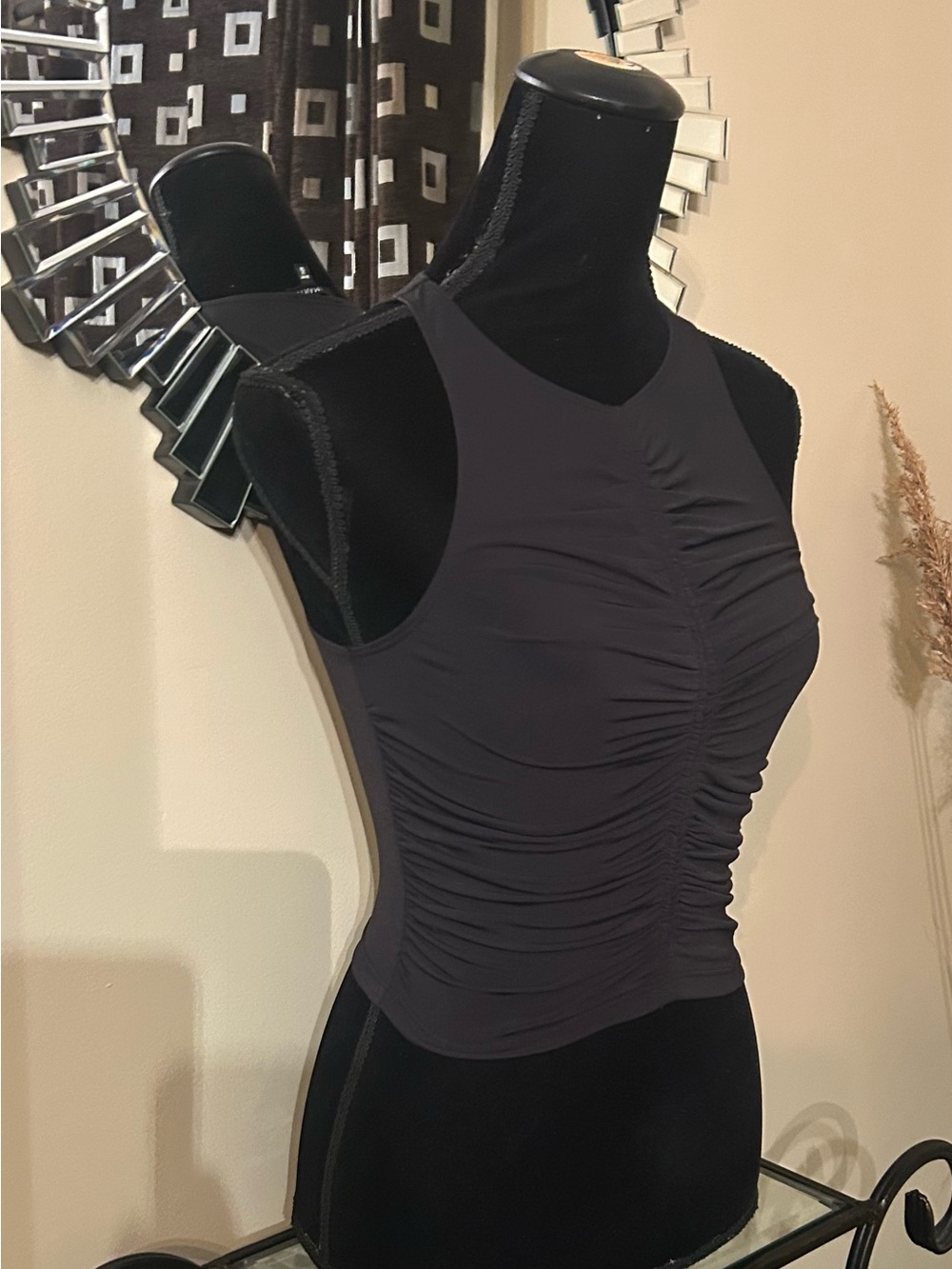 Dynamite Black Ruched Halter Mesh Tank - Picture 3 of 6